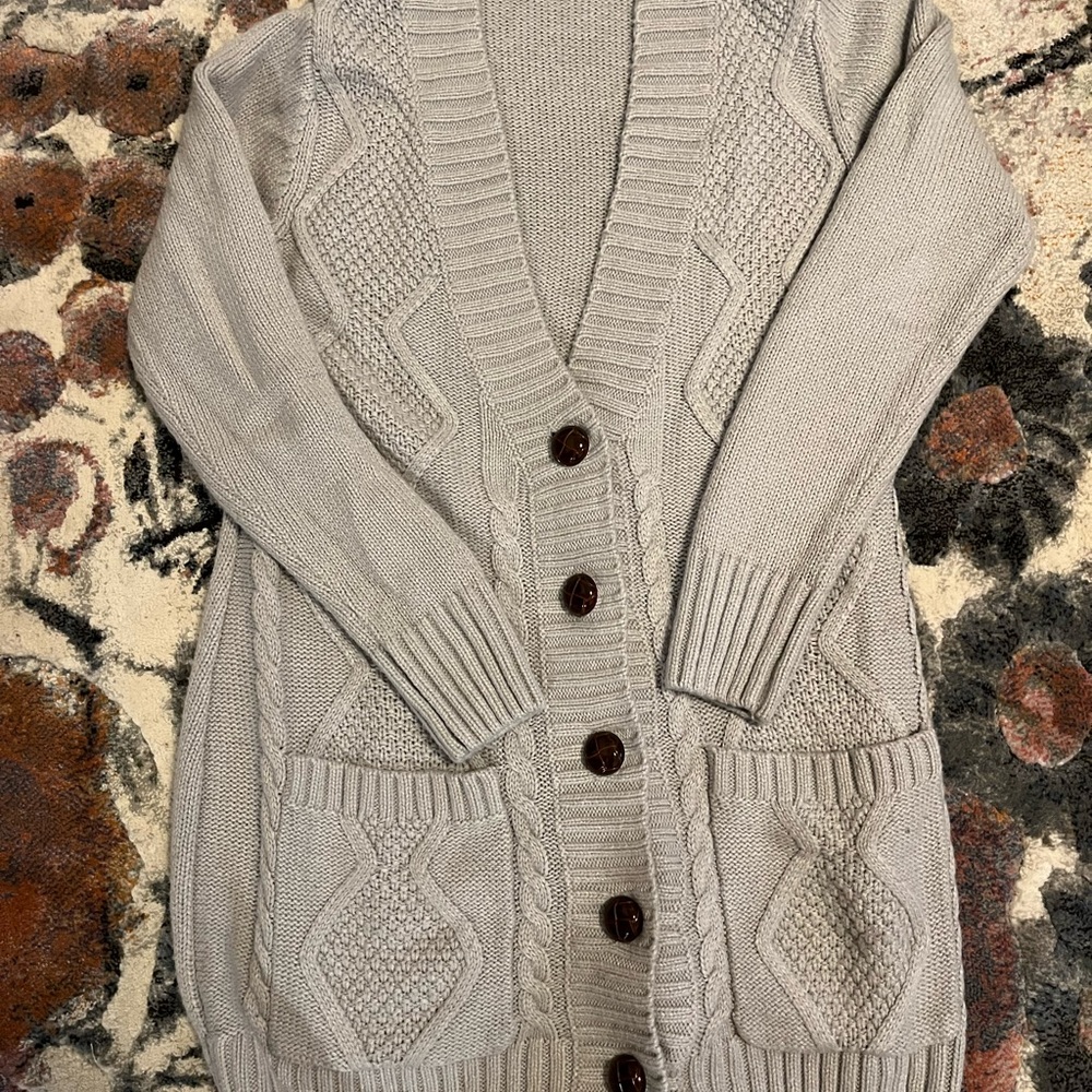 American Eagle Outfitters Gray Cardigan with Button Accents